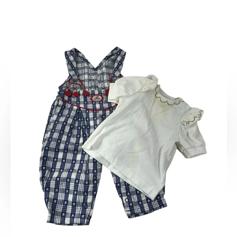 Vintage Oshkosh 3-6 Month Red & Blue Sailor Shortalls